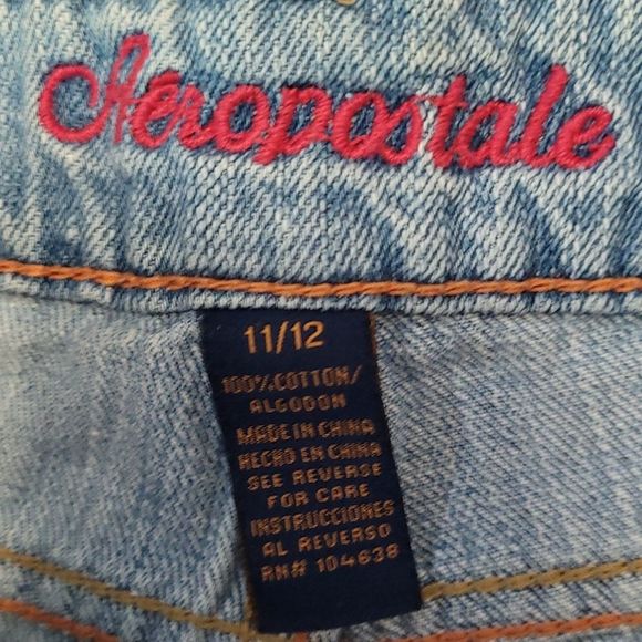 Aeropostale Denim Jean Short Shorts Distressed Worn Light Wash Mid Waist Rise 12 - Picture 5 of 16
